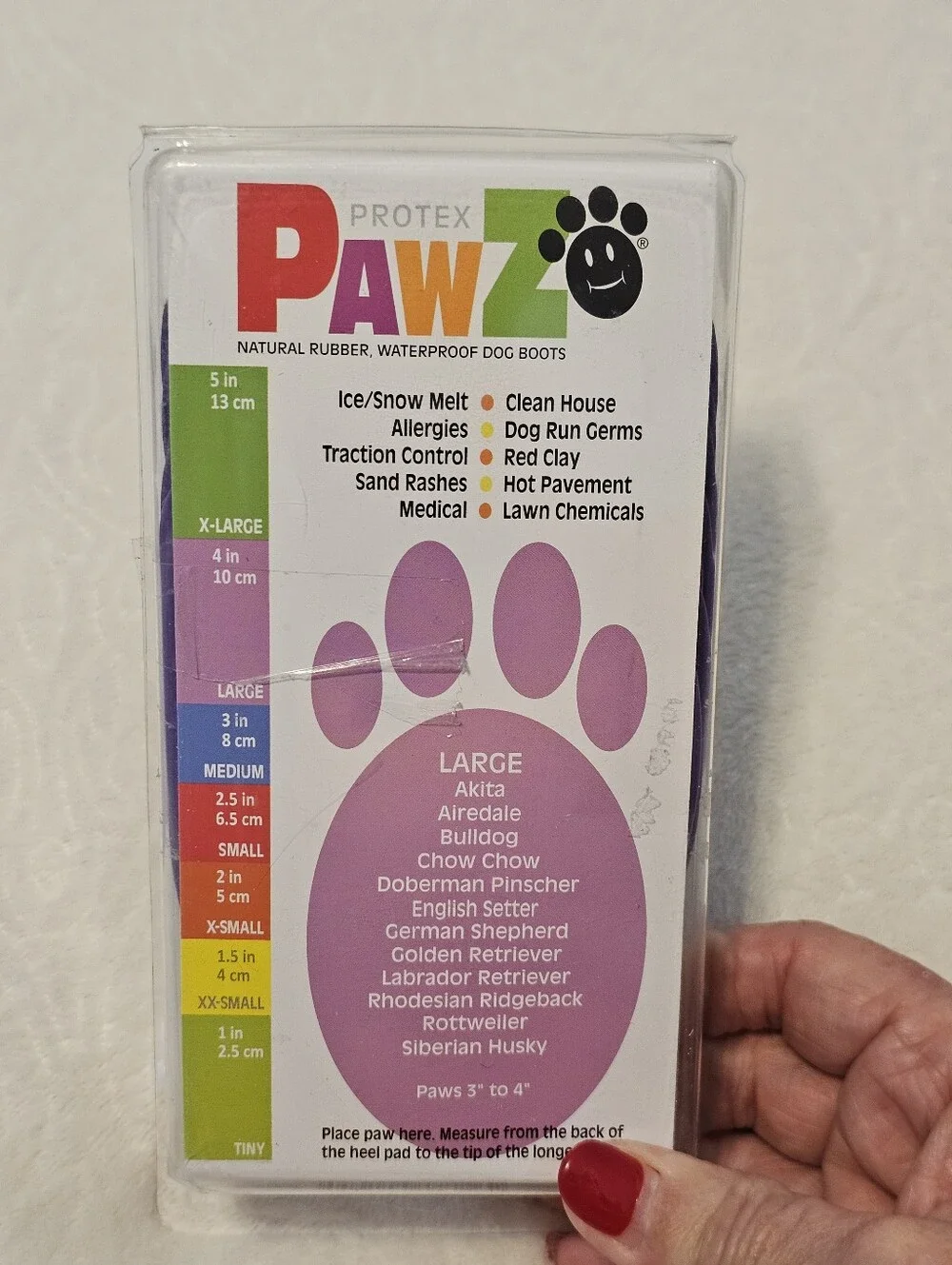 Pawz Rubber Dog Boots Large Purple Waterproof Reusable Paw Protectors 10 Pk New